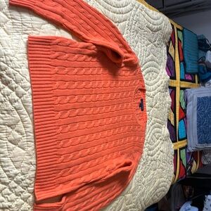 Orange Lands End Cable Pulliover